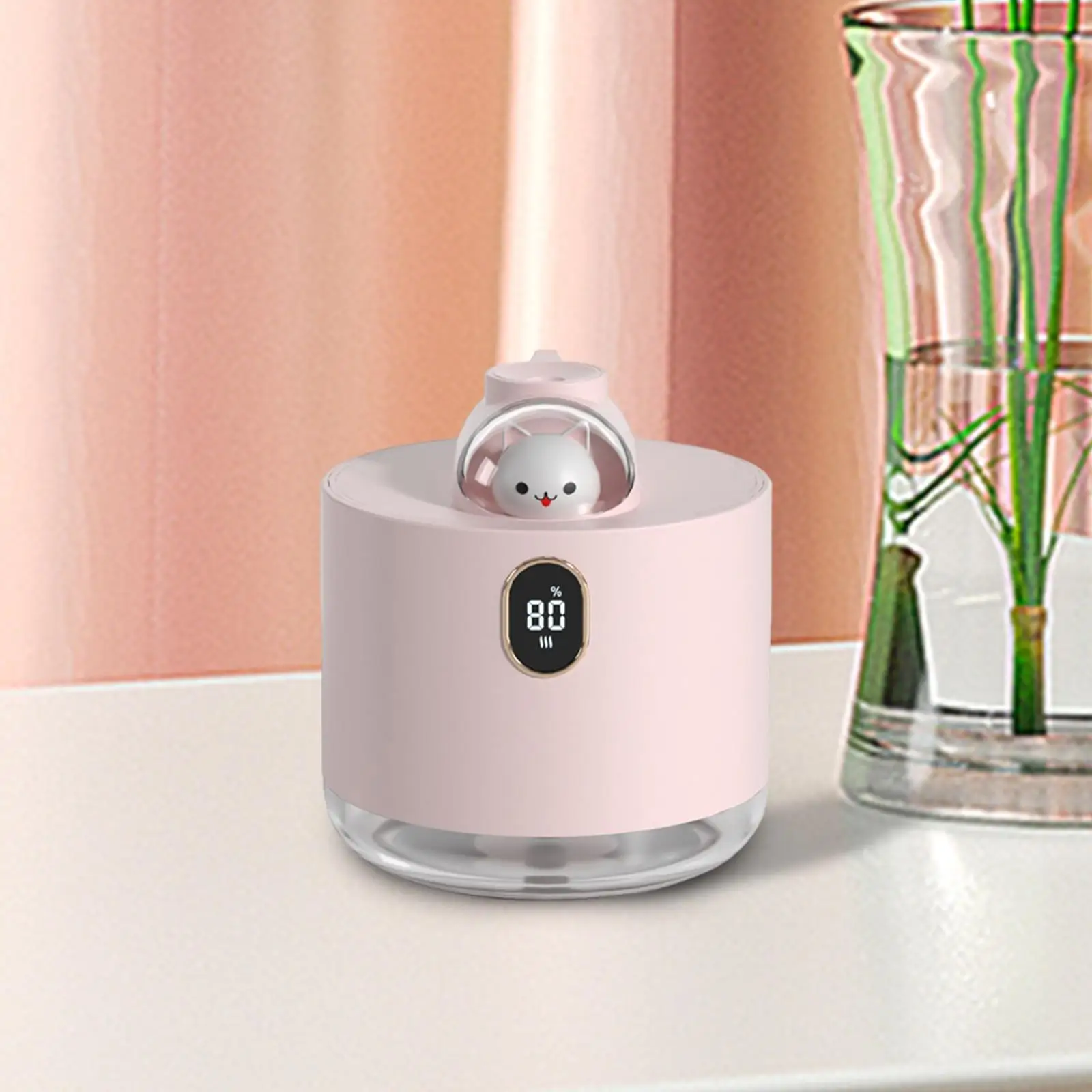 Portable Mini Air Humidifier 500ml Large Capacity Mist Diffuser with LED Light for Bedroom Desktop Office