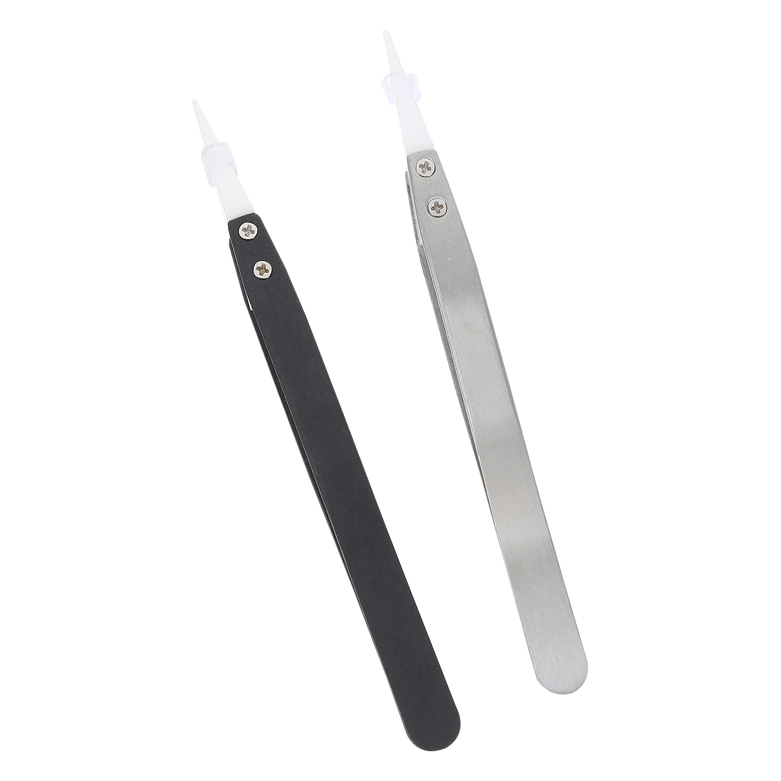 

2 Pcs Ceramic Tweezers Acidic Conditions for Soldering Straight Hair Stainless Steel Handle Pinching Coils Women's Metal