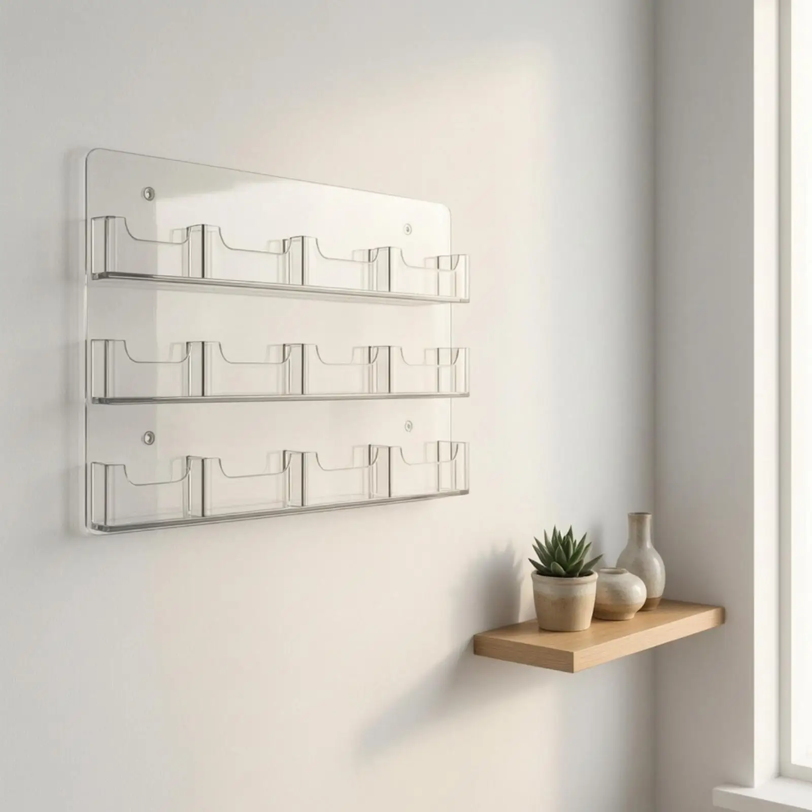 Acrylic Wall Mounted Business Card Display Holder Rack for Office Reception Desk Organizer