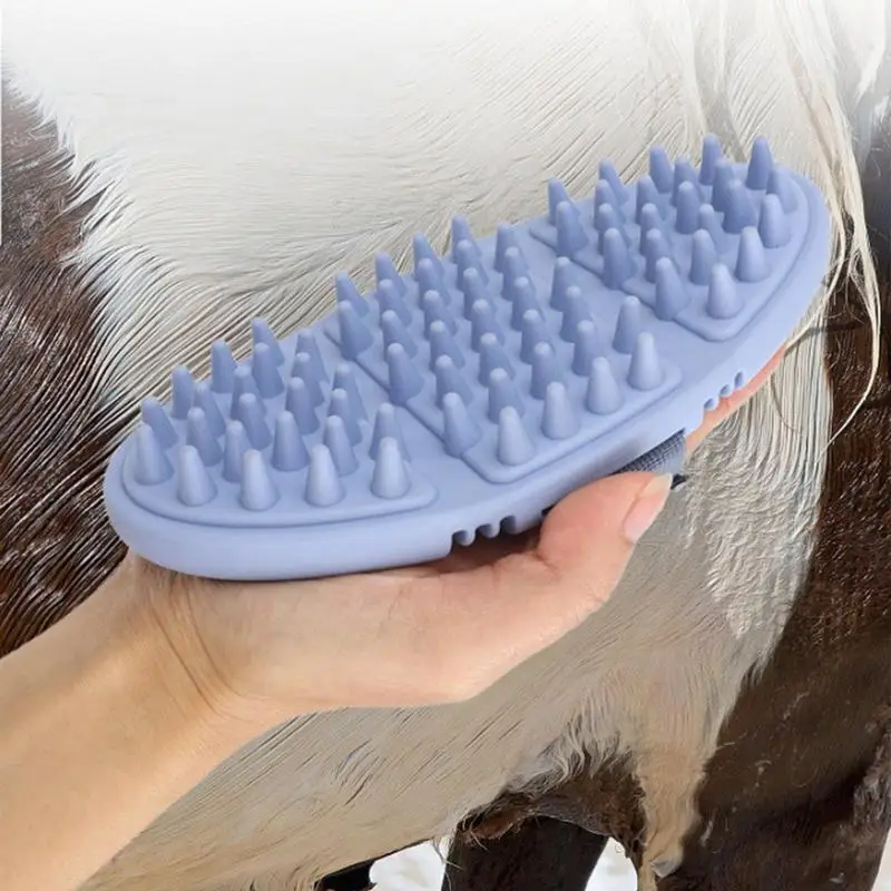 แปรงม้าสําหรับกรูมมิ่งม้าอาบน้ําแปรงทําความสะอาด Horse Care Grooming Scrubber ซักผ้าเครื่องมือนวดพร้อมแถบยืดหยุ่น