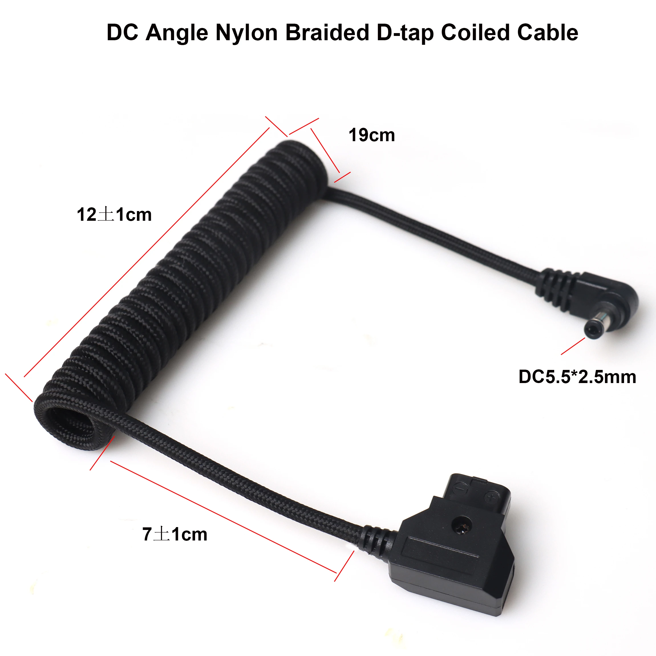 

【LANO】Power Cable DC5525 Right Angle Male to D-tap Power Adapter Cable Connector Coiled Cable for Battery Life for Outdoor Mob