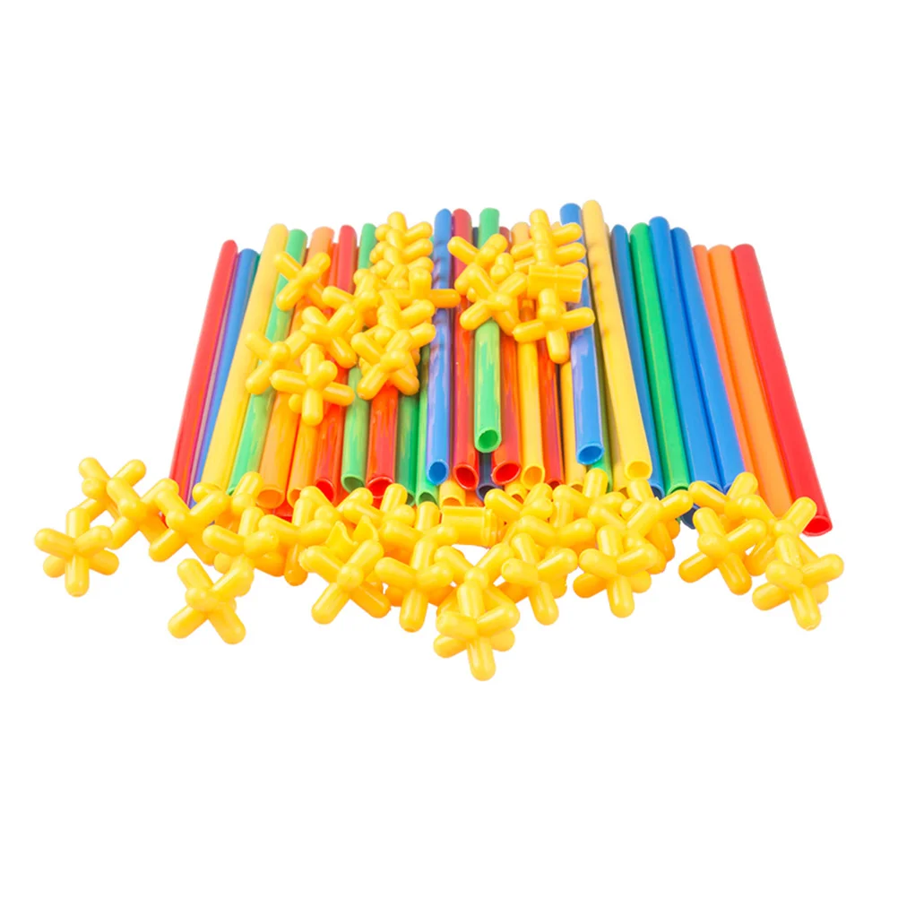 

200 Pcs Straw Blocks Childrens Toys Kids Playing Construction Puzzle Builders Connector Building Silica Gel