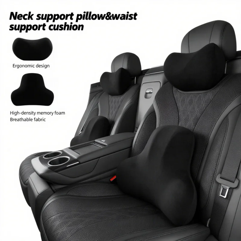 

Car Memory Foam Headrest Lumbar Support Cushion Ergonomic Neck Protection Car Accessories Universal Fit for Car Vehicle Supplies