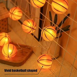 Basketball Decor String Lights, Battery Operated 10LED Sports Room Decor Lights For Boys Bedroom Or Sports Theme Party