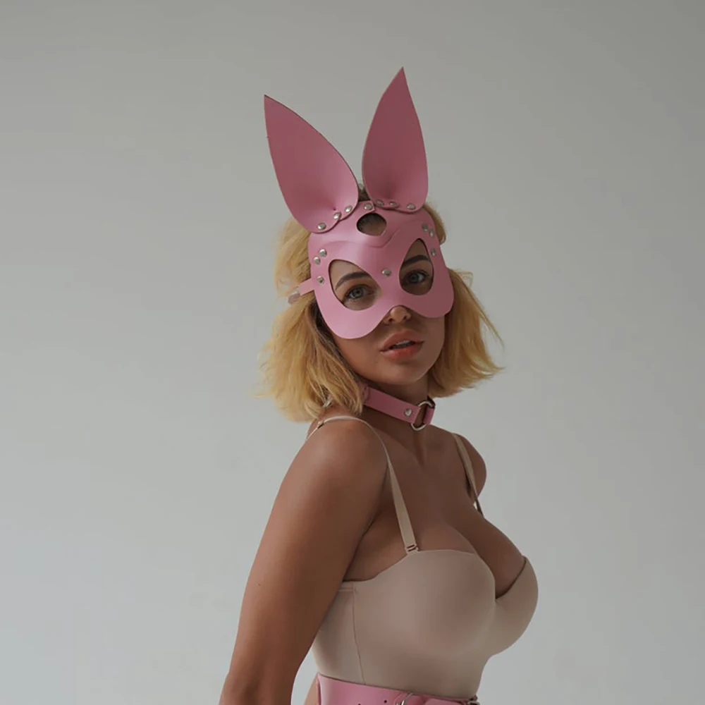 Erotic Women Sexy Mask Cosplay Leather Sex Mask Bunny Ears Halloween Party Mask Masquerade Ball Fancy Masks