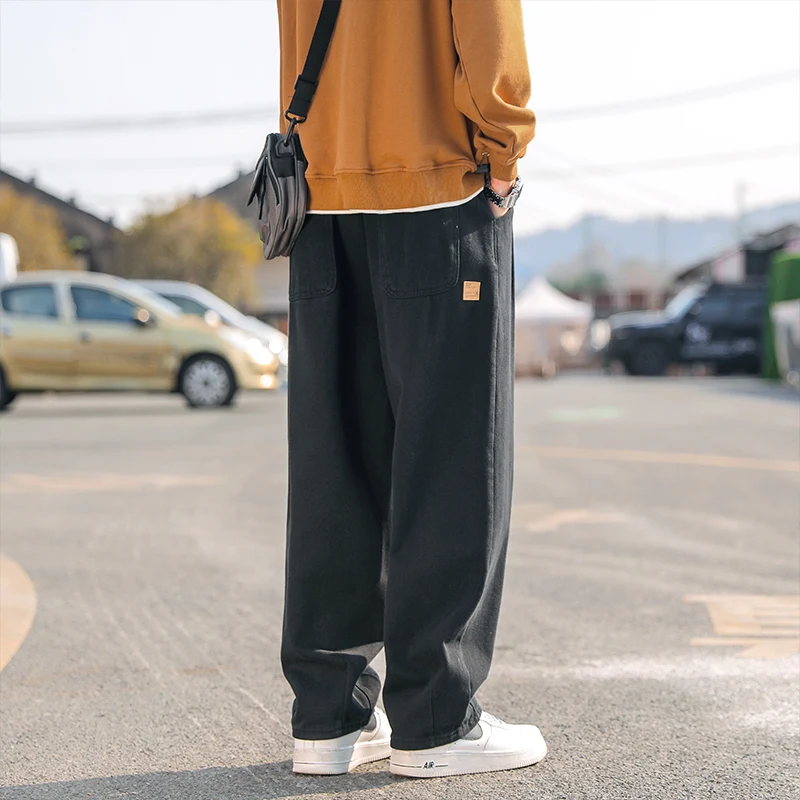 American Style Men's Casual Pants Loose Straight Leg Wide Leg Spring Autumn Trendy High Street Youth Leisure Long Trousers
