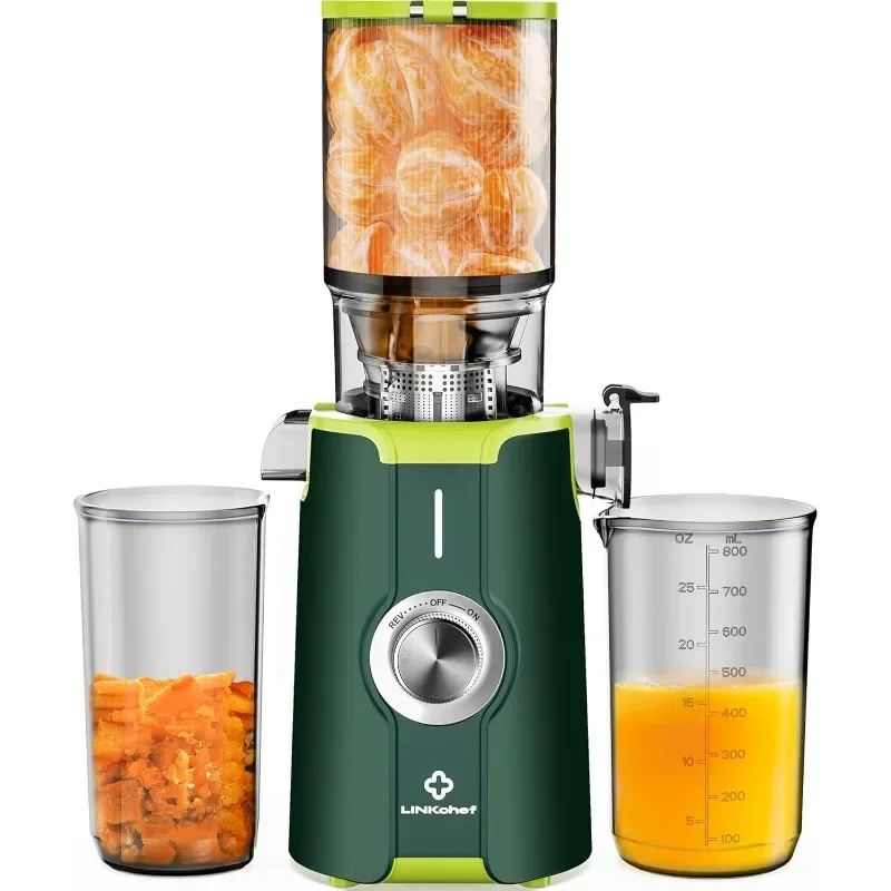 

Rush Clear Cold Press Juicer, Slow Juicer Machines with No-Prep 4.35"Feed Chute Fit Whole Fruits & Vegetables