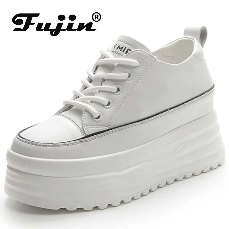 

Fujin 7cm Natural Genuine Leathier Platform Wedge Casual Women Autumn Shoes Wedge Heel Lace Up Chunke Ladies Moccasins Sneakers