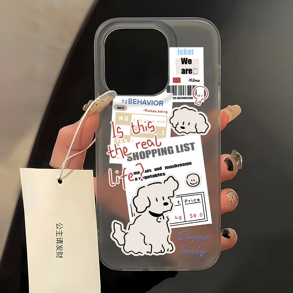 

Cartoon Cute Label Dog Silicone Phone Case For iPhone 16 Pro Max Case For iPhone 11 15 13 12 14 Pro Max Plus 13 12 Mini Cover