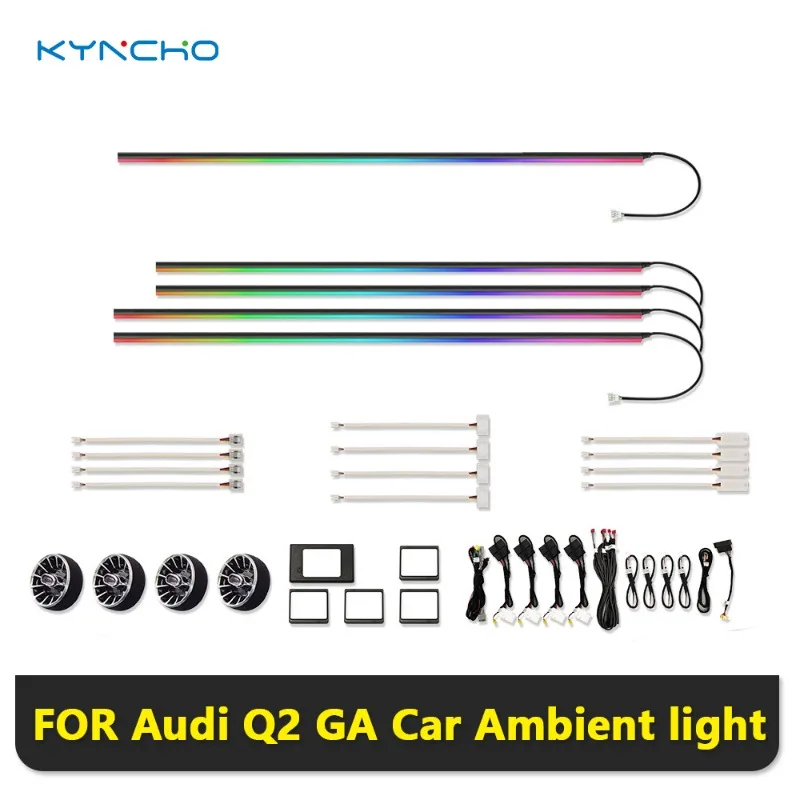 64 Colors LED Car Ambient Light Kit For AUDI Q2 Dream color RGB Bluetooth App Control Symphony Auto Interior Lighting