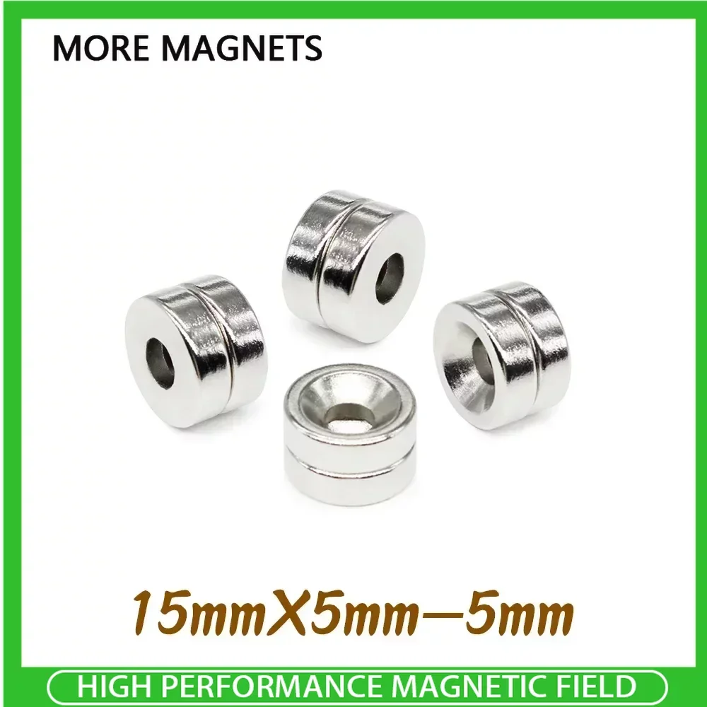 

10/20/50/100Pcs 15x5-5mm Small Round Super Strong N35 Search Magnet Countersunk Neodymium Magnet Disc Imanes Fishing Magnet