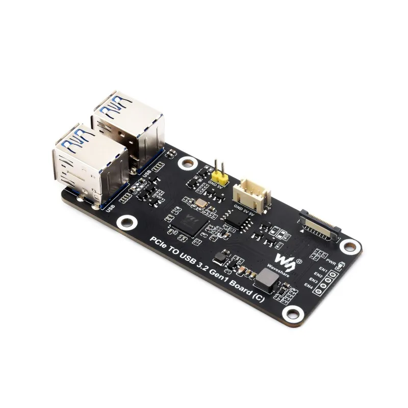WavesharePCIe To 4-Ch USB3.2 Gen1 Board (C) For Raspberry Pi 5, Up To 5Gbps Transmission Speed, Driver-Free, Plug And Play, Rasp