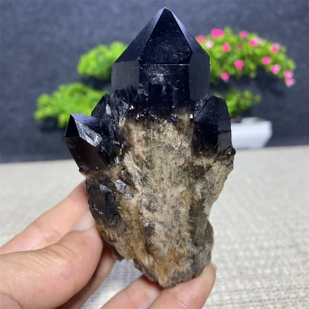 Natural Black Crystal Candle Stone Healing Wand Pineapple Cluster Quartz Minerals Specimen Gemstones Home Decoration