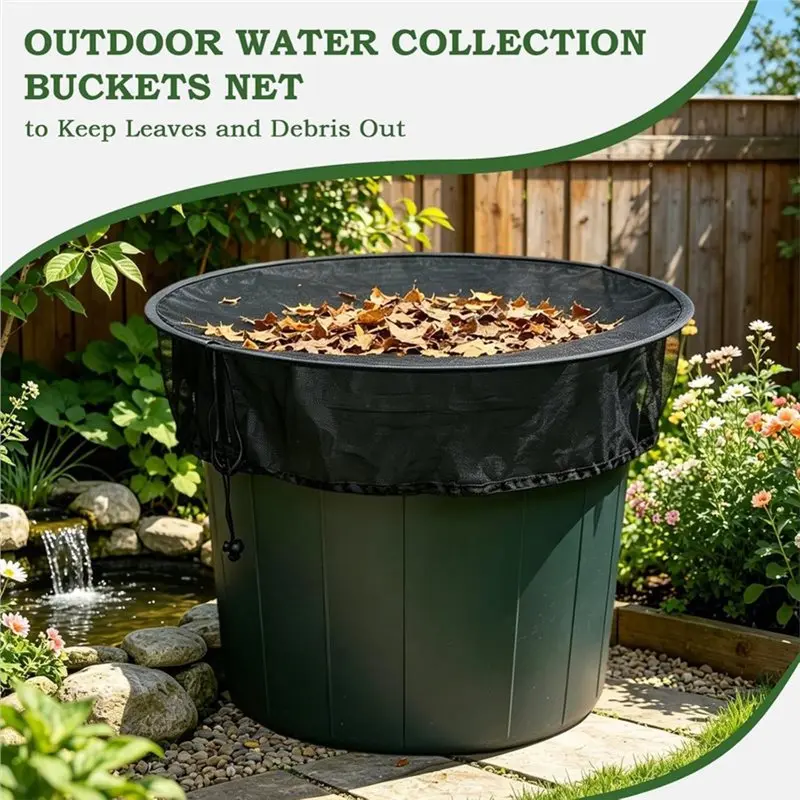 [NEWA64Z!】 Round Water Barrel Screen 2PCS Mesh Cover For Rain Barrel, Outdoor Water Collection Bucket Net For Rain Barrel Top Li