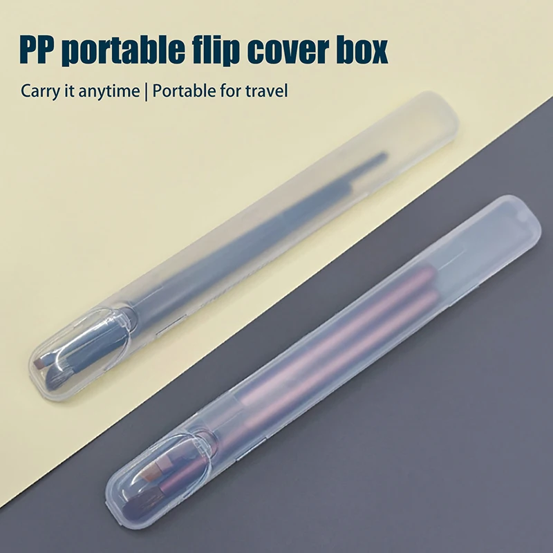 Boîte de rangement transparente Portable pour pinceaux de maquillage, 1 pièce, avec couvercle, crayon à sourcils, organisateur de pinceaux de maquillage, étui à baguettes, outil de beauté