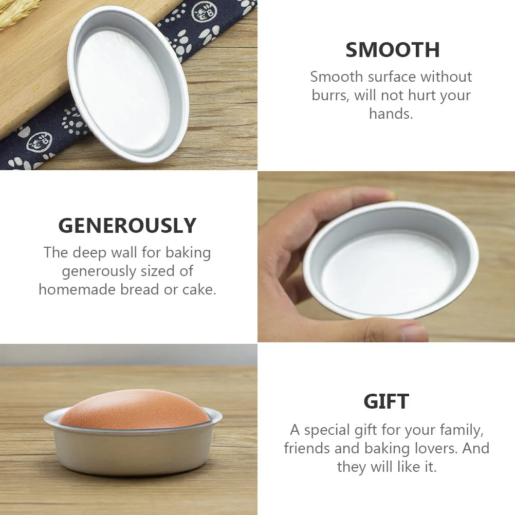 6Pcs Oval Cake Molds Aluminum Alloy Non-Stick Baking Pans for Cheesecake Jelly Pudding Bread Home Bakery Kitchen Use - view 6