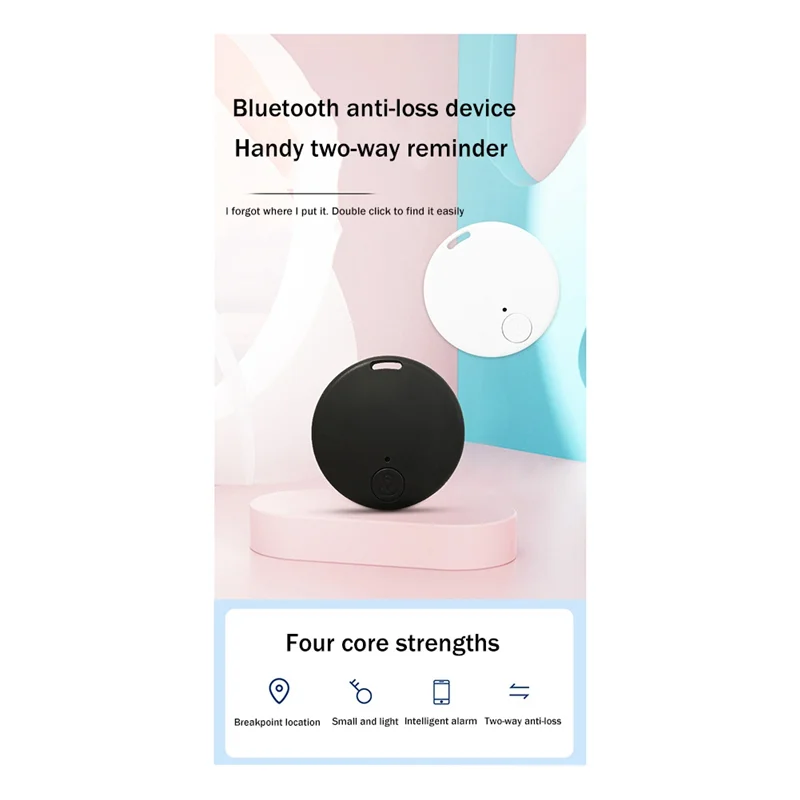 Mini GPS Tracker ไร้สายบลูทูธ 5.0 อุปกรณ์ป้องกันการสูญหายสัตว์เลี้ยง Key Wallet Tracker พร้อมเคสซิลิโคนสีดํา