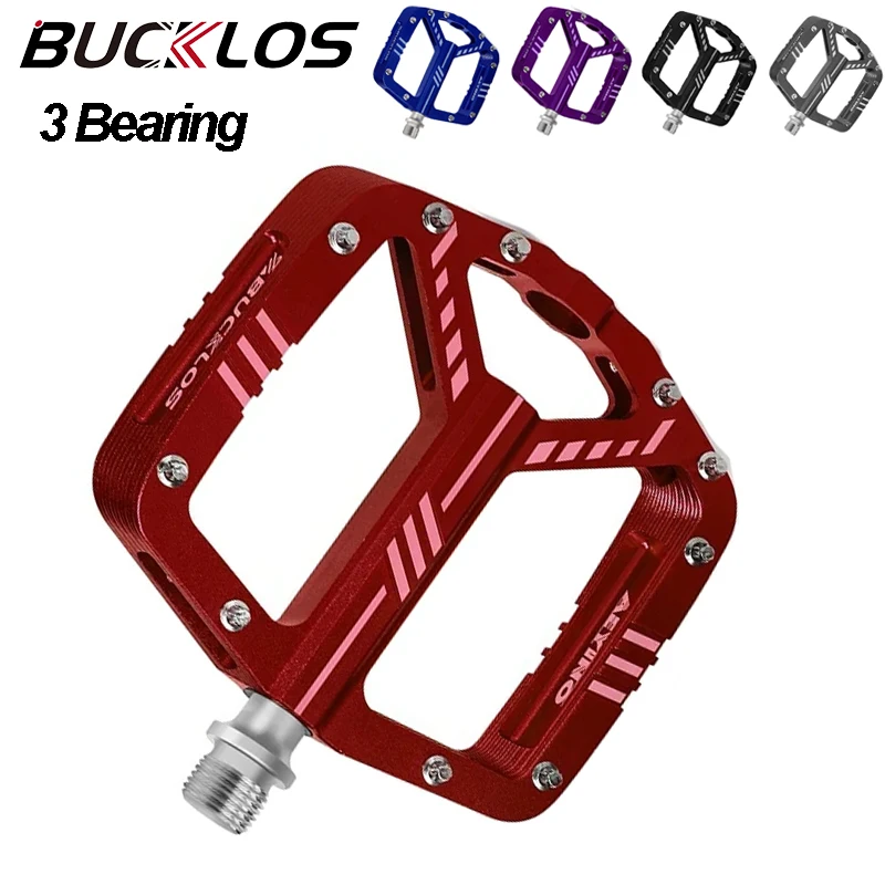 

BUCKLOS CNC MTB Pedal 3 Bearings Cycling Flat Pedals Aluminum Alloy Non-slip Mountain Road Bike Pedal Riding Equipment