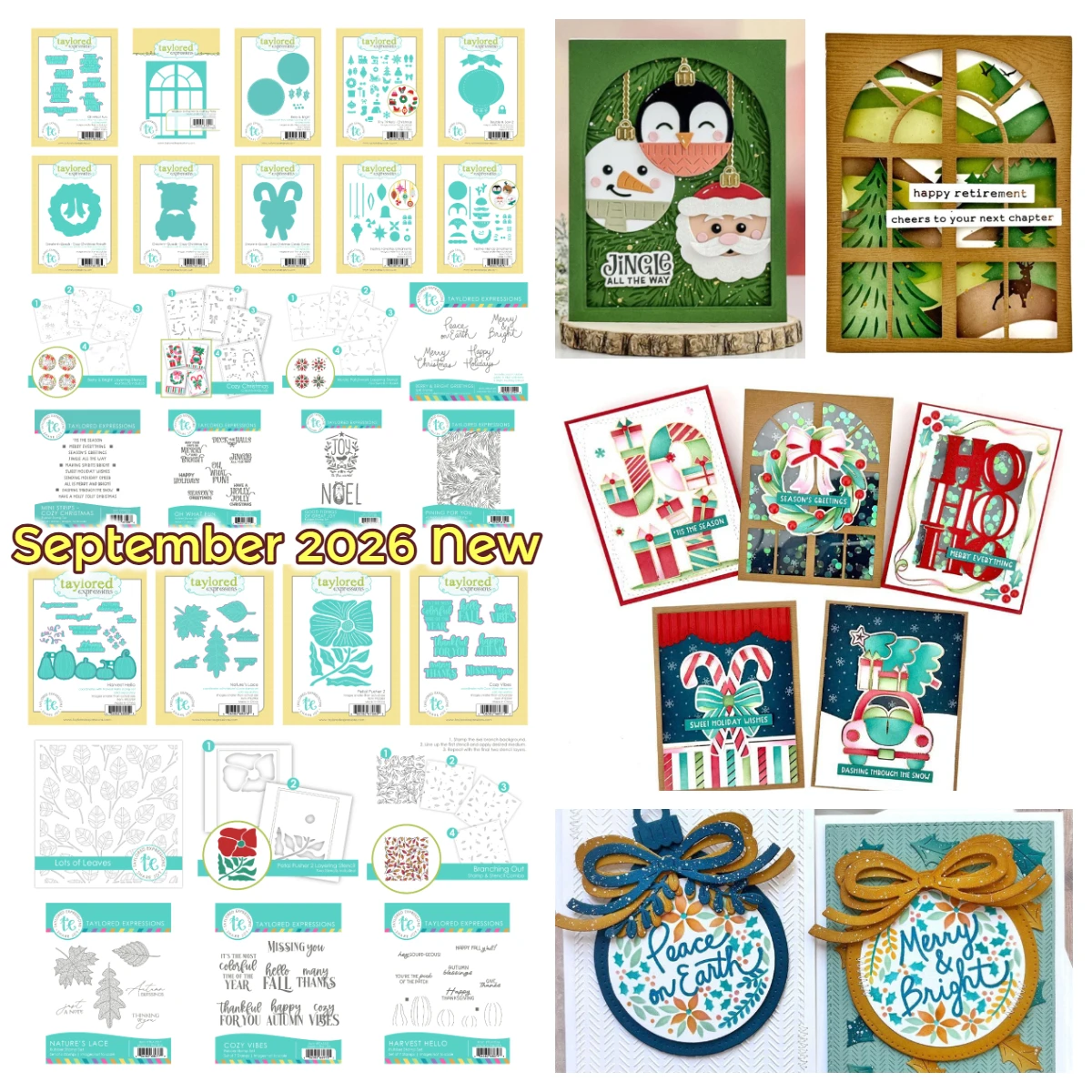 Taylored September 2026 Neue nordische Patchwork-Layering-Schablone, Metall-Stanzformen, Stempel für DIY-Scrapbook, handgemachte Karten-Dekoration