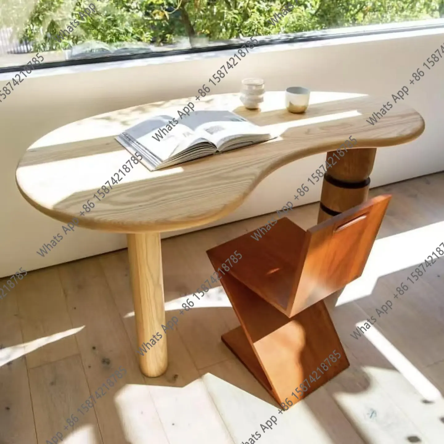 Medieval style special-shaped desk Italian minimalist designer high sense modern simple solid wood desk