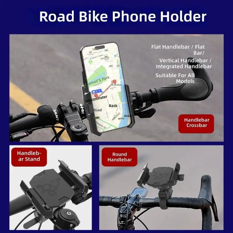 31BA Phone Holder for Bike Bar Use, Clamp Mount with Contact Detail and Ball Joint Adjust, 4.7-7.2 Phone Size for Daily