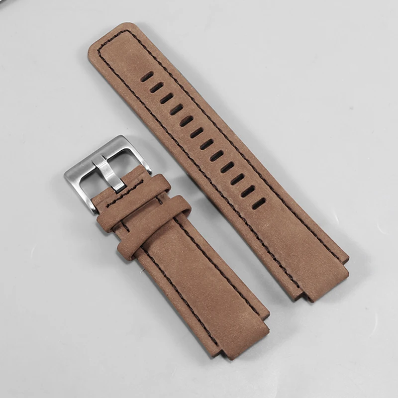 Frosted Leather Watch Band With Tide Compass T2N721 T2N720 Series Convex Cowhine Strap 16mm