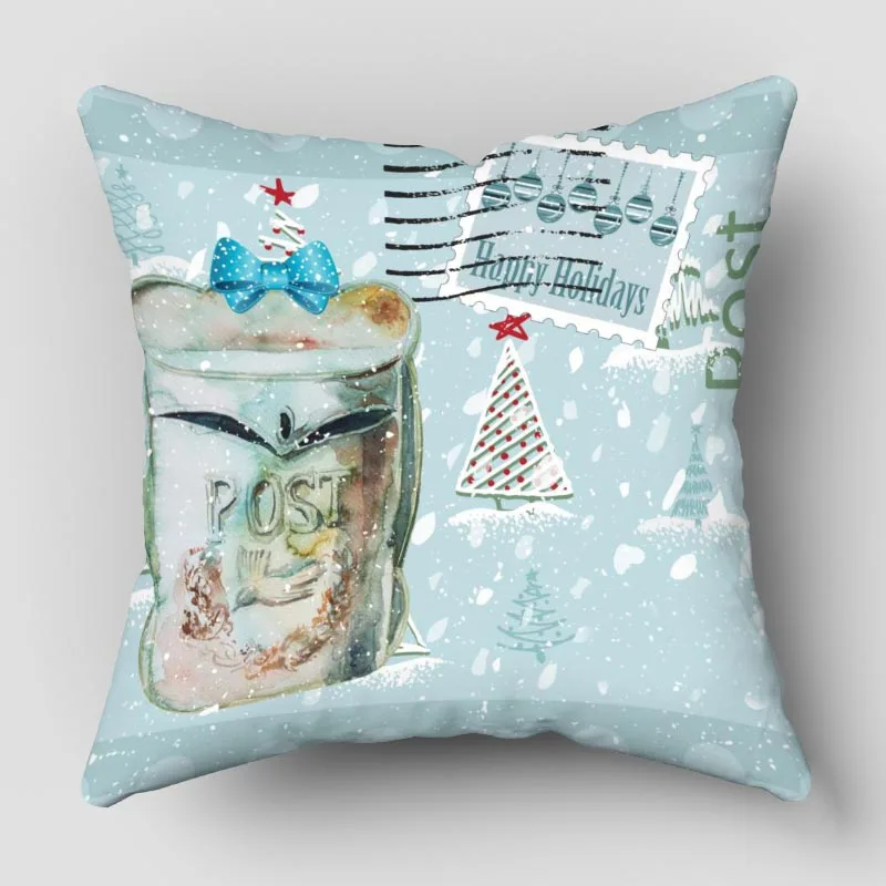 Musife Postal Christmas Pillowcase Art Square Zippered Pillow Cover 35*35,40*40,45*45cm wholesale