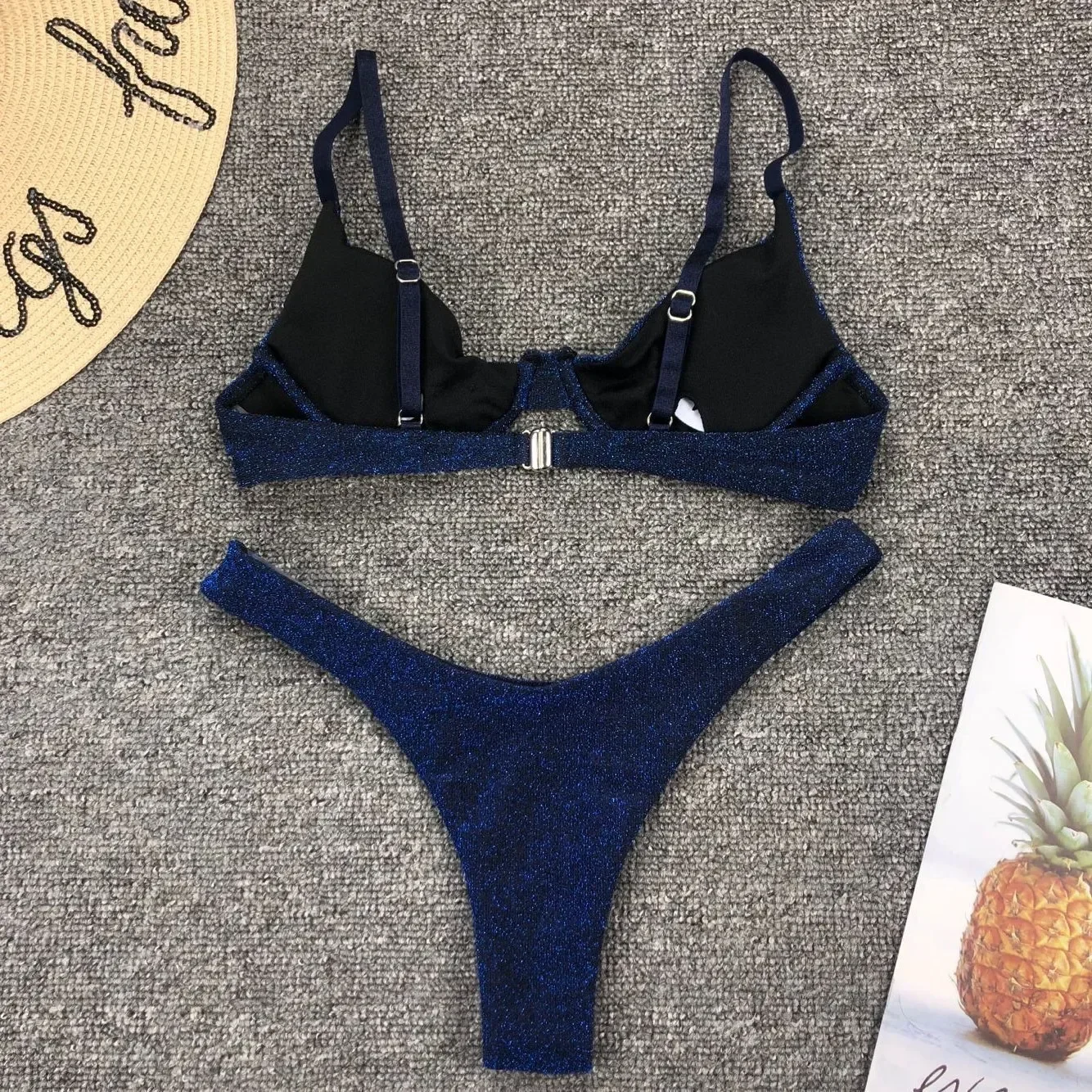مثير بريق الفضة بيكيني 2025 ملابس النساء رفع قطع Underwire ثونغ ملابس السباحة الصيف البرازيلي ثوب السباحة Biquini