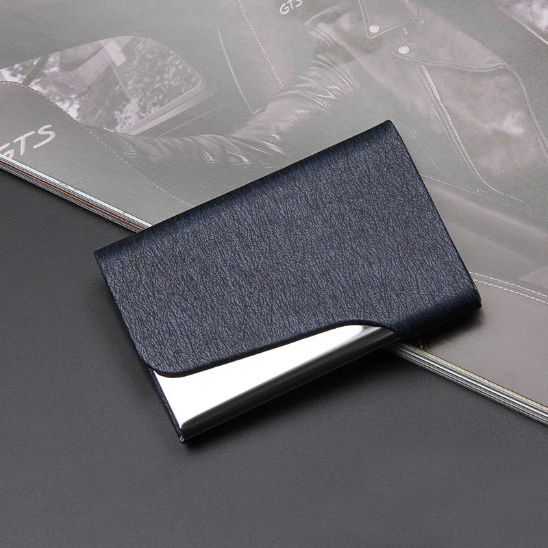 

Laser Engraved LOGO Luxury Men Credit Card Holder Aluminum Alloy Business ID Card Case Male Metal Leather Cardholder Wallet
