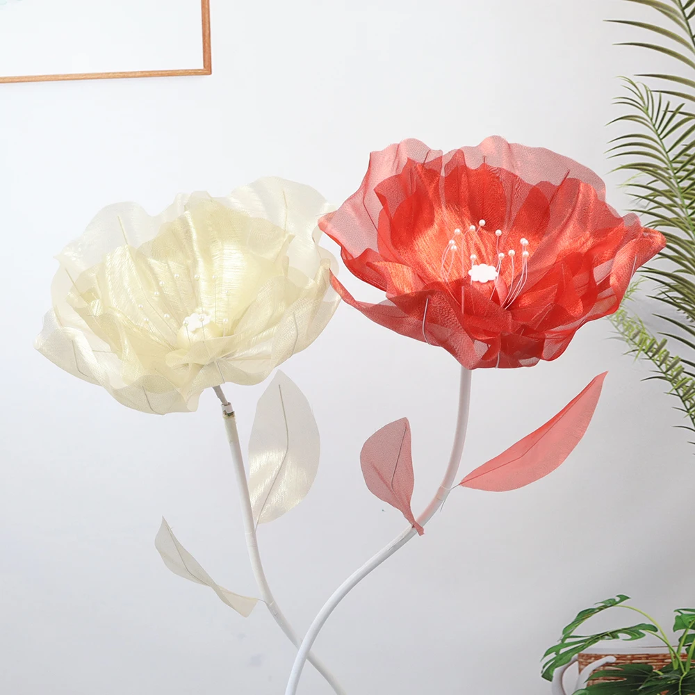 

50cm Large Colored Poppy Simulation Flower Outdoor Christmas Festive Party Supplies Yard Garden Decors Artificial Flowers