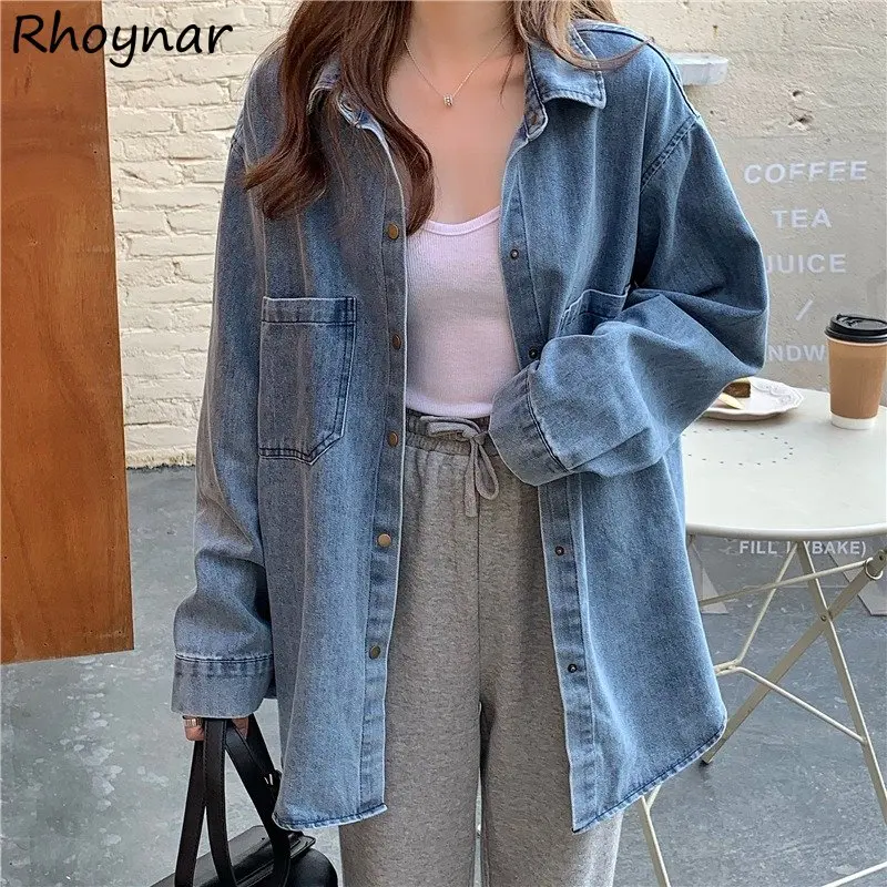 

S-5XL Cargo Denim Jackets Women Ulzzang Baggy All-match Preppy Style Fashion Young Chic BF Design Simple Ins Schoolgirls Outwear