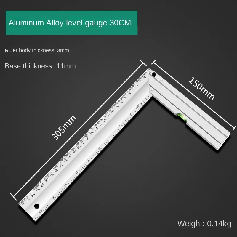 LINBON 90 Degree Angle Ruler Stainless Steel L Shape Ruler Double Sided Ruler Measuring Tool Metal Straight Woodworking Tools