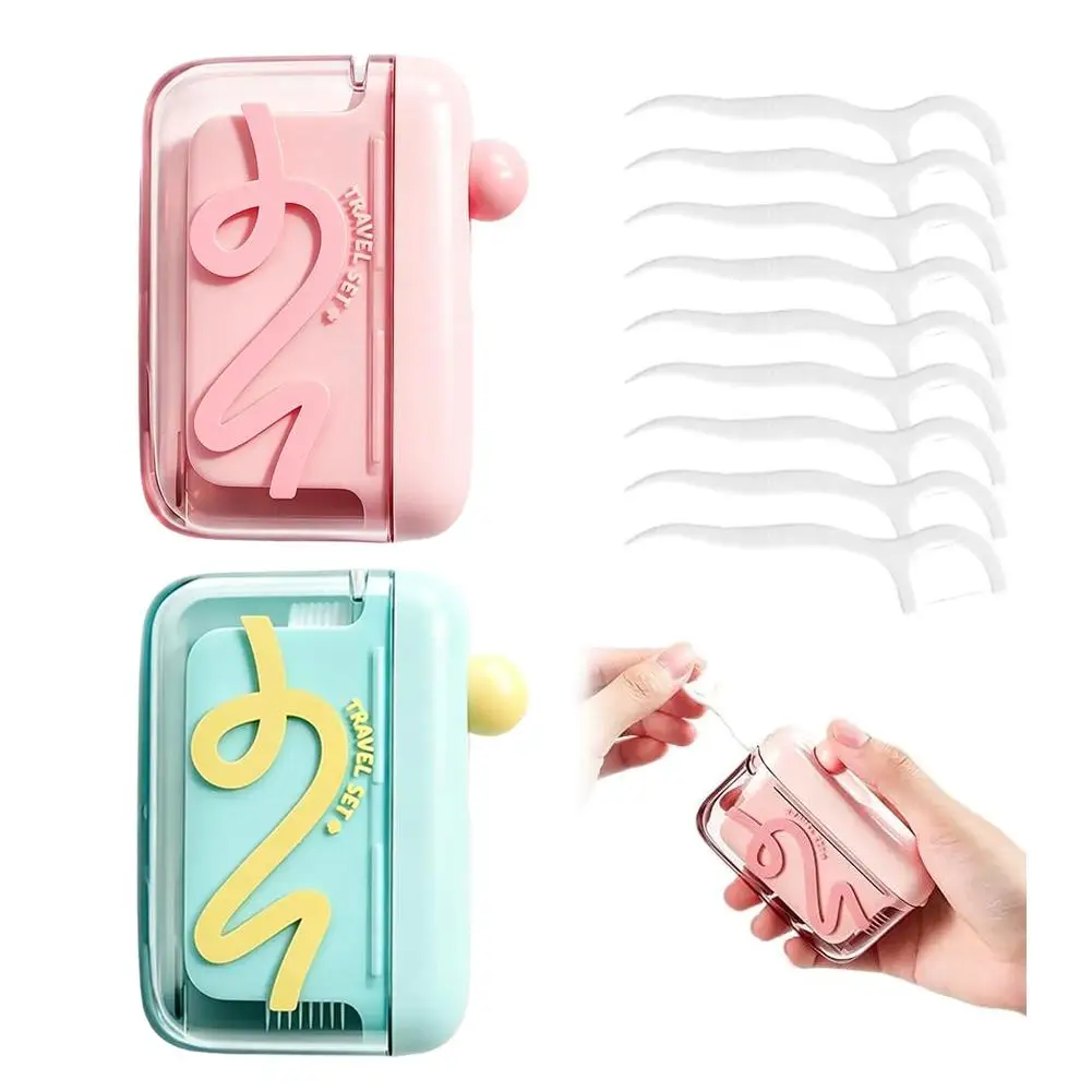 Tragbare Automatische Zahnseide-Box, Mini Pop-up Zahnseide-Spender für Zuhause, Reise-Mundhygiene-Tool, Ultrafeine Zahnseide-Sticks Set