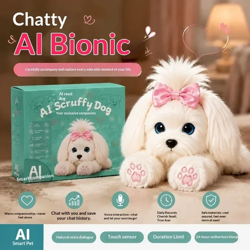 AI Robotic Dog Smart Voice Interactive Toy Soft Skin-friendly Cute Simulation Puppy Companion Pet Gift