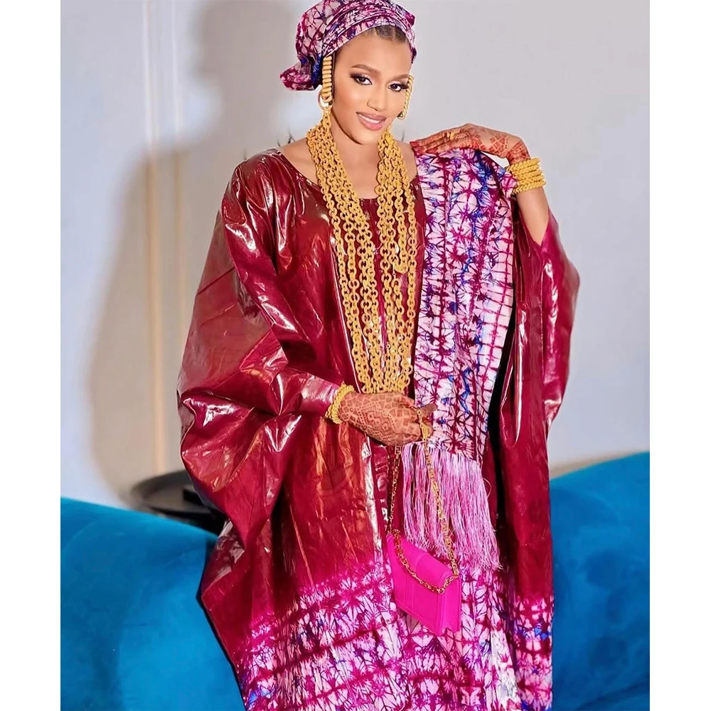 

African Dresses For Women Traditional Wedding Party Clothing Original Riche Dashiki Robe Printed Evening Gowns With Scarf Robe