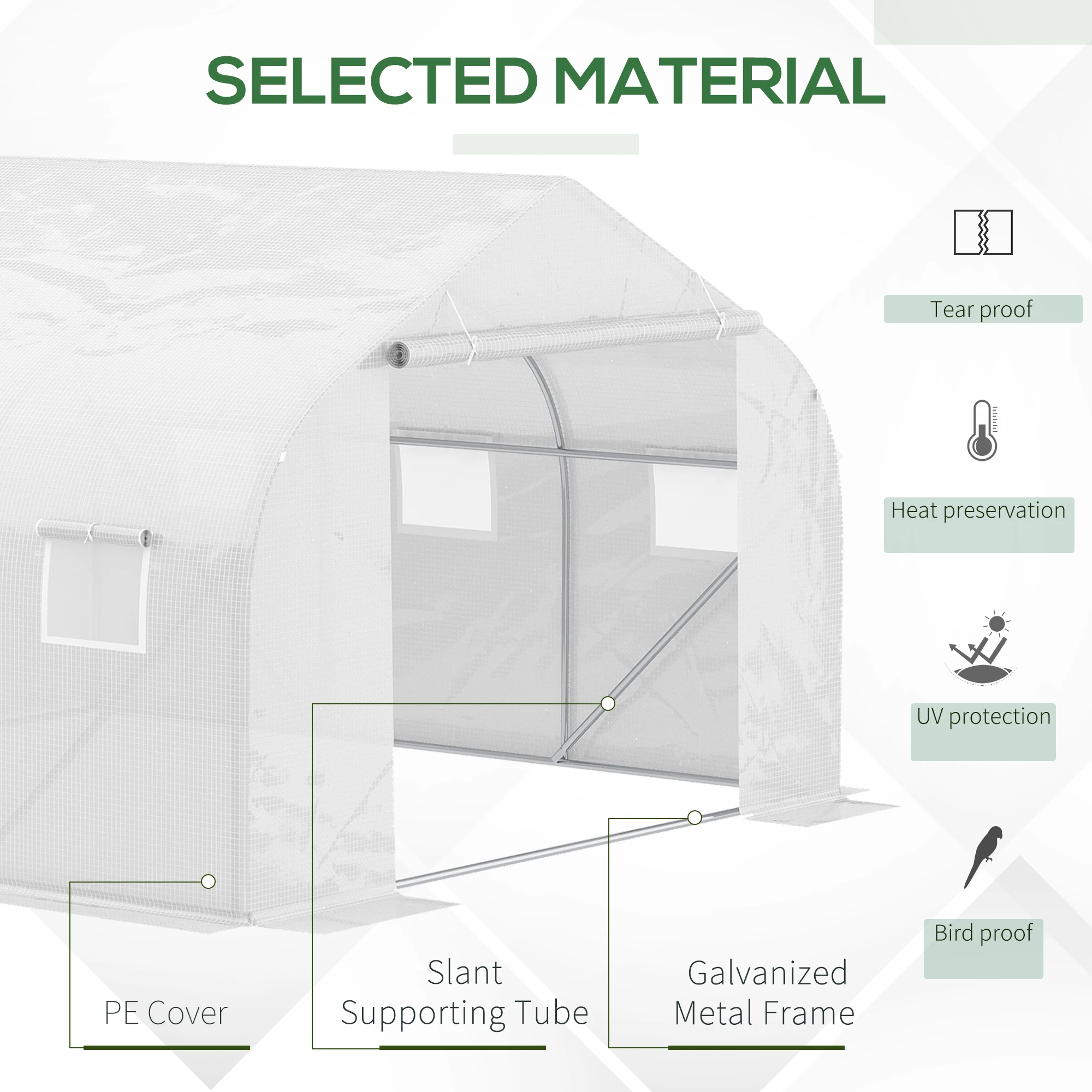 12' X 10' X 7' Large Walk-In Greenhouse, White, for Plant Gardening