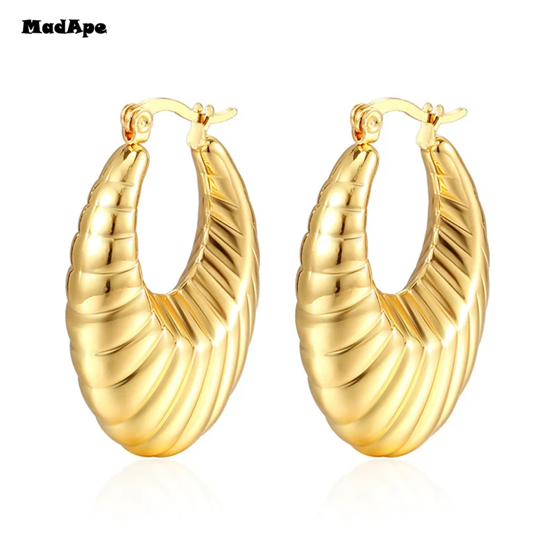 Minimalist Stainless Steel Hoop Earrrings for Women Gold Color Metal Circle Earrings Vintage Girls Party Jewelry Gifts