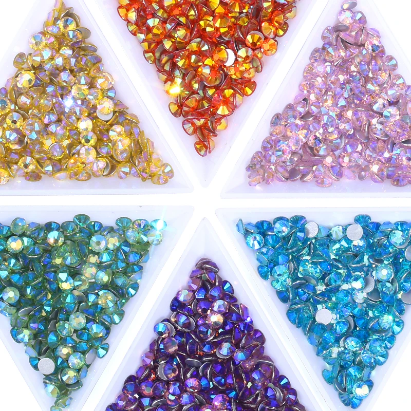 QIAO Glitter Crystal Strass SS6-SS30 3D DIY Non HotFix FlatBack Rhinestones for crafts Nail Art Stones Decorations Accessories