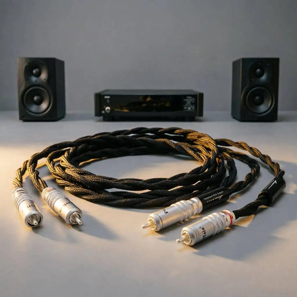 Ultra-Low Noise 7N OCC Signal Cable – 2RCA to 2RCA Silver Plated Wire for Home Audio Stereo – HiFi Extension Line for CD Player,