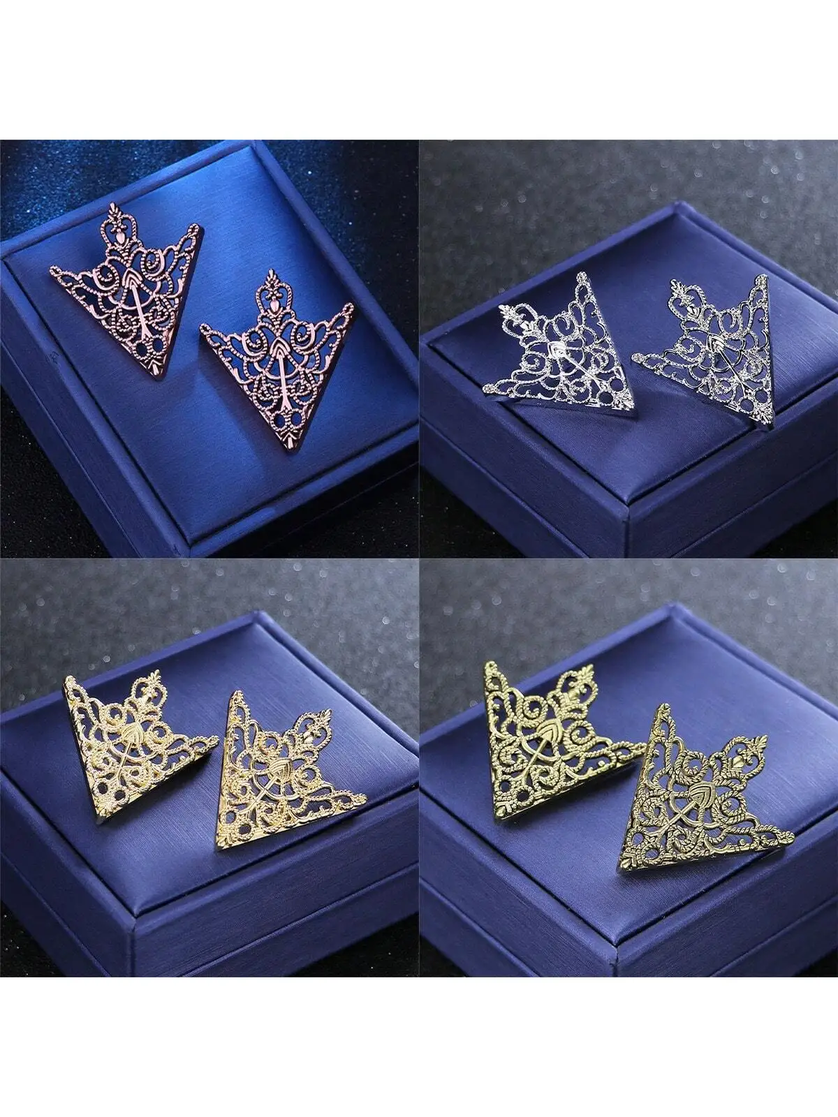 European and American retro pattern triangle collar pin accessories fashion men and women hollow crown collar corner badge