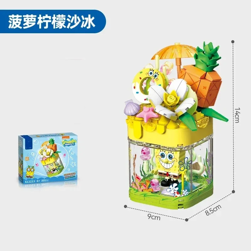 SEMBO Bob Esponja Patricio estrella bloque de construcción DIY piña fresa casa modelo ladrillos conjunto con luz escritorio niños juguetes regalo