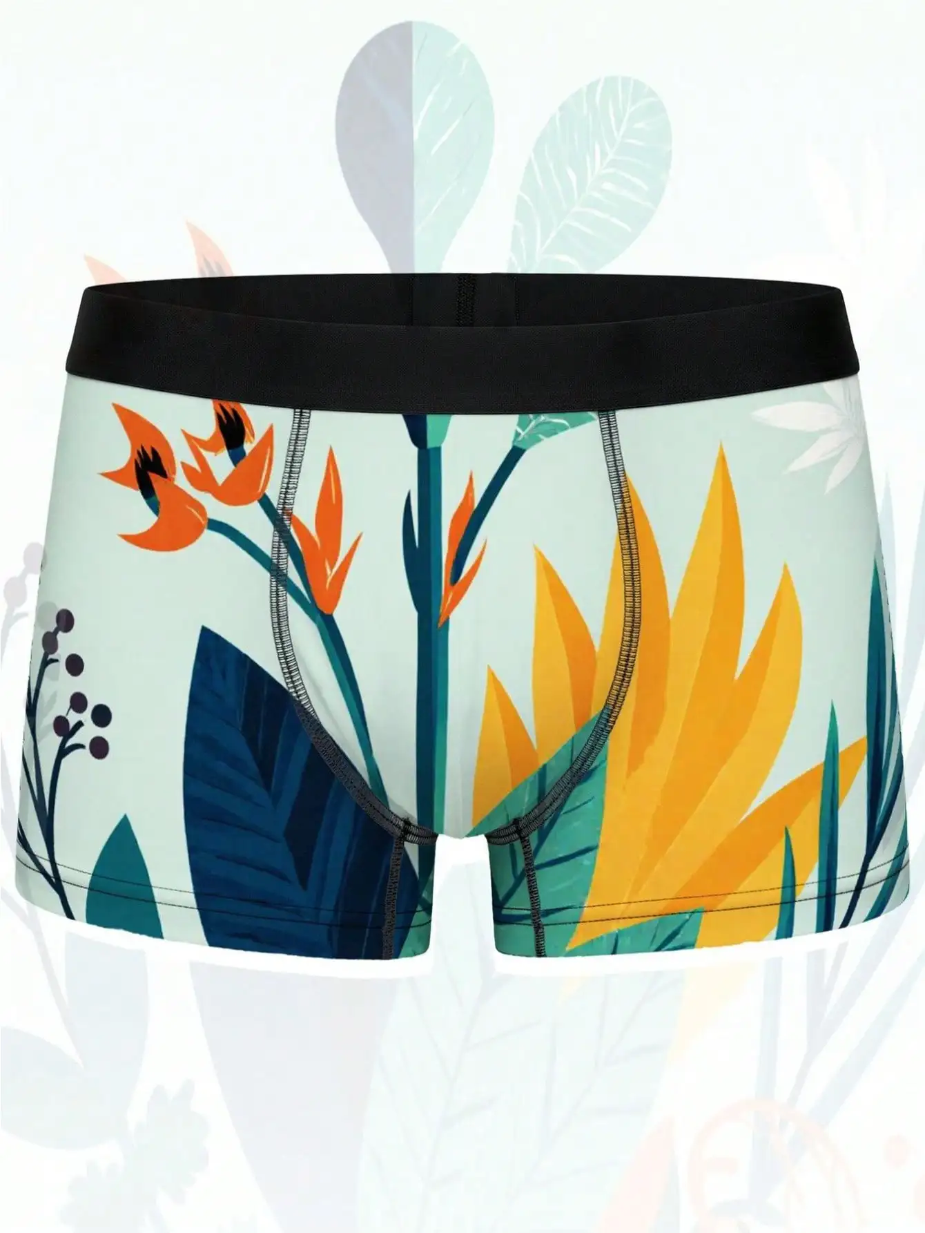 

Мужские трусы-боксеры с тропическим цветочным принтом, из полиэстера, эластичные