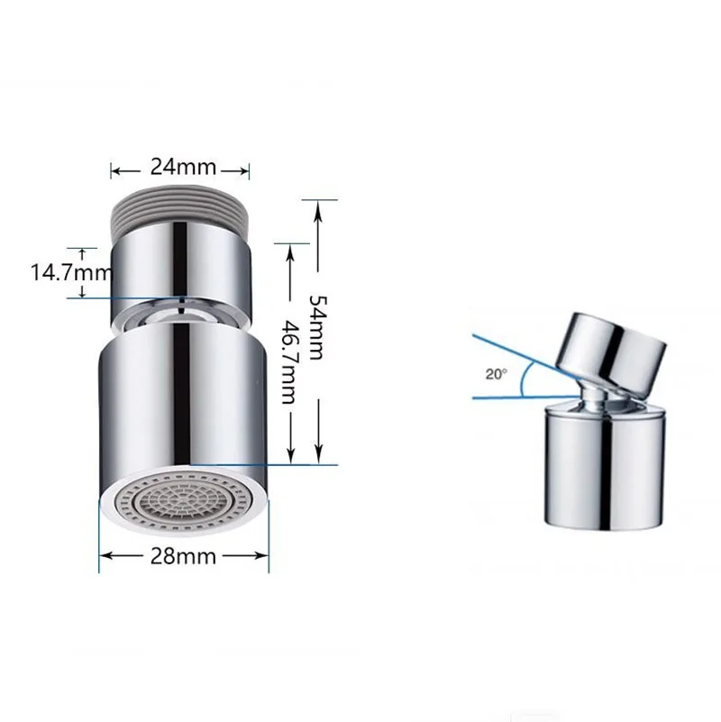 Dual-Function 360° Swivel Kitchen Faucet Aerator with 2-Flow Sprayer Chrome Finish Female Thread for Water Saving And Efficiency