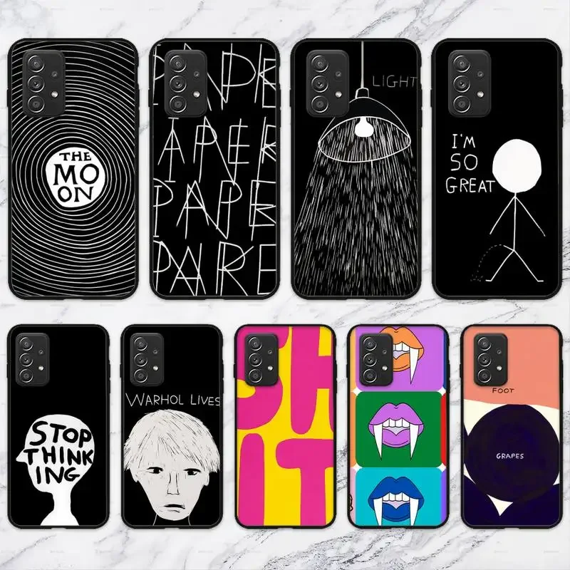 Abstract David Shrigley Cartoon Phone Case For Samsung Galaxy S10 S20 S21 Note10 20Plus Ultra Shell