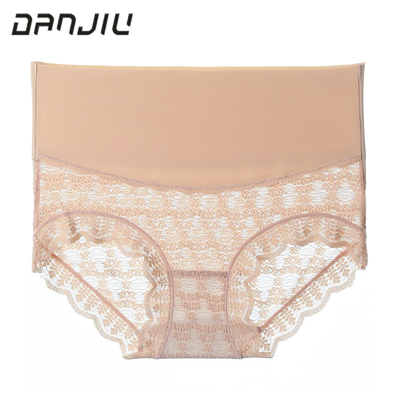 

Women Ice Silk Cotton Sexy Lace High Waist Underwear Shapewear Abdomen Hips Slim Smooth Panties Calcinha Lingerie Briefs