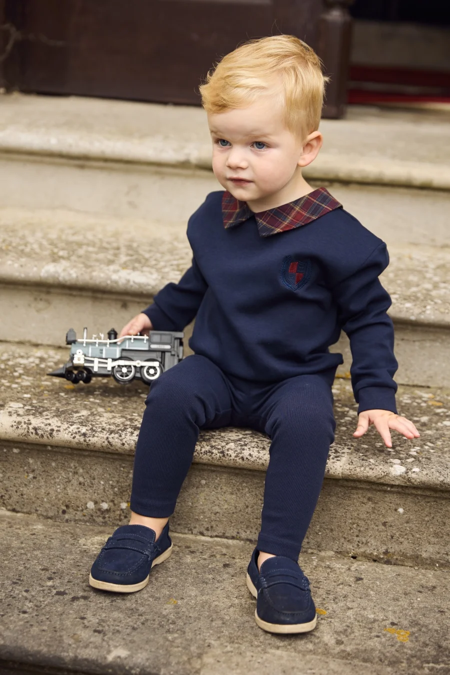 AS AW26 Denim Varsity Collection Navy Blue Denim+ Embroidery Sweatshirt weekday fabric kids brother sister clothing image 4