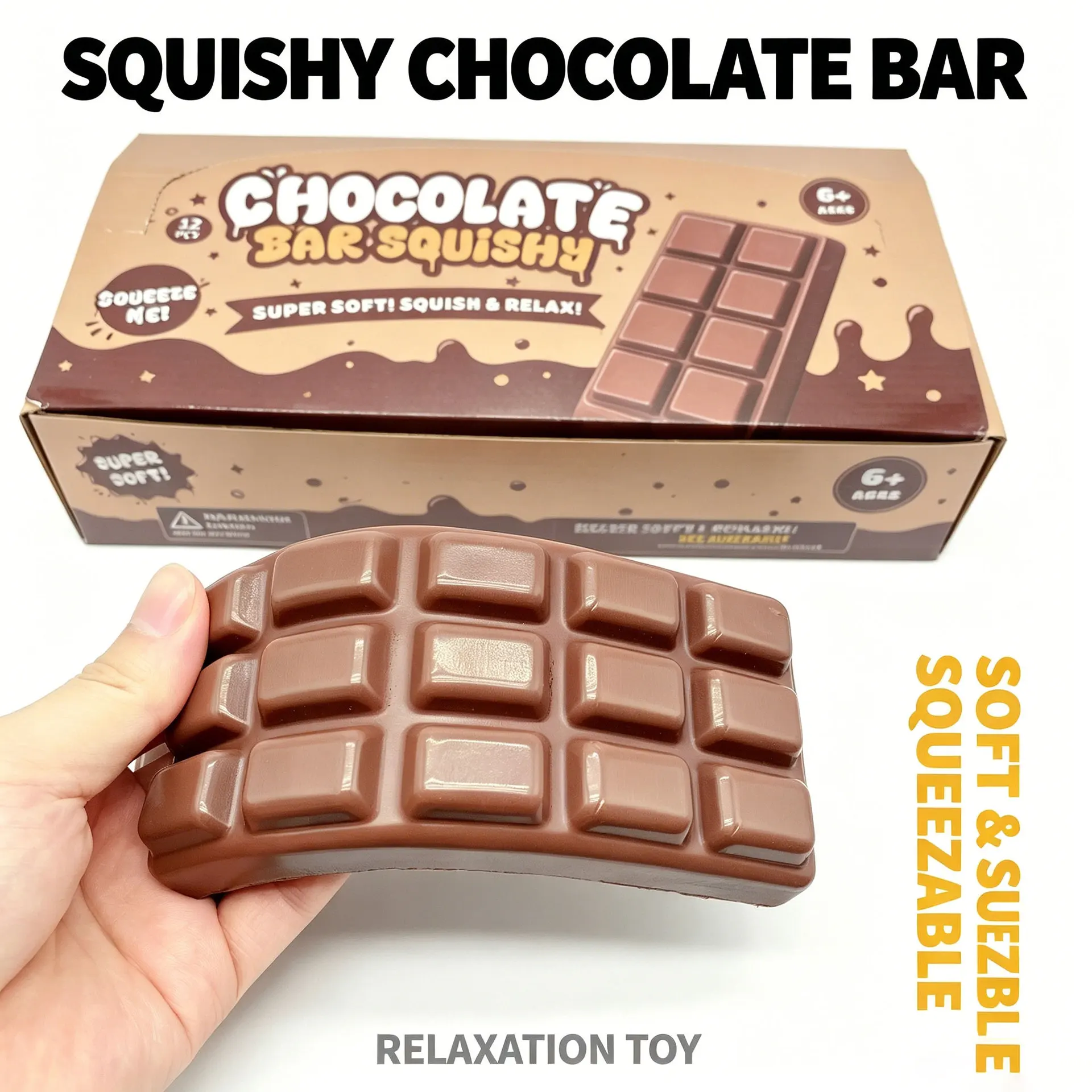 チョコレートバタースティックブロック-スローリバウンド-減圧ベント-ピンチミュージックトイ-pu-環境に優しい素材-香り付き
