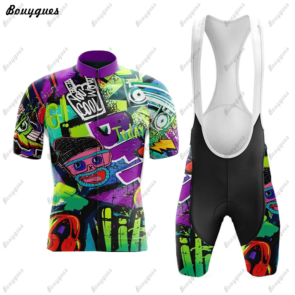 New Cycling Jersey Set Maillot Ciclismo Hombre Men Short sleeve Cycling Wear MTB Bike Suit Bib/Shorts Breathable Gel Pad