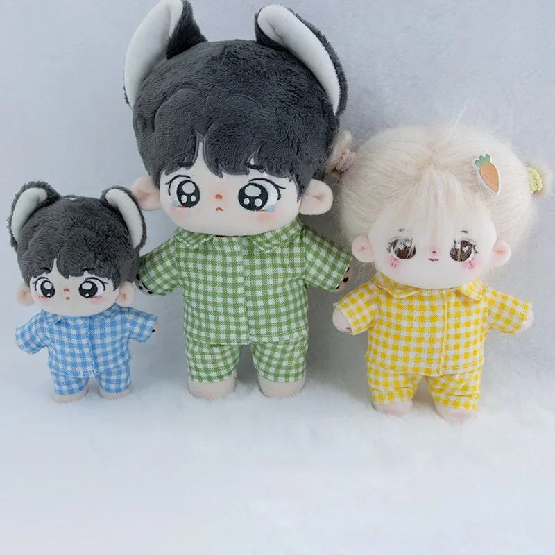 1PC 10/15/20cm Labubu Clothes Cute Mini Plush Doll's Outfit Accessories Checkered Shirt Pajama for Labubu Dolls Fans Gift