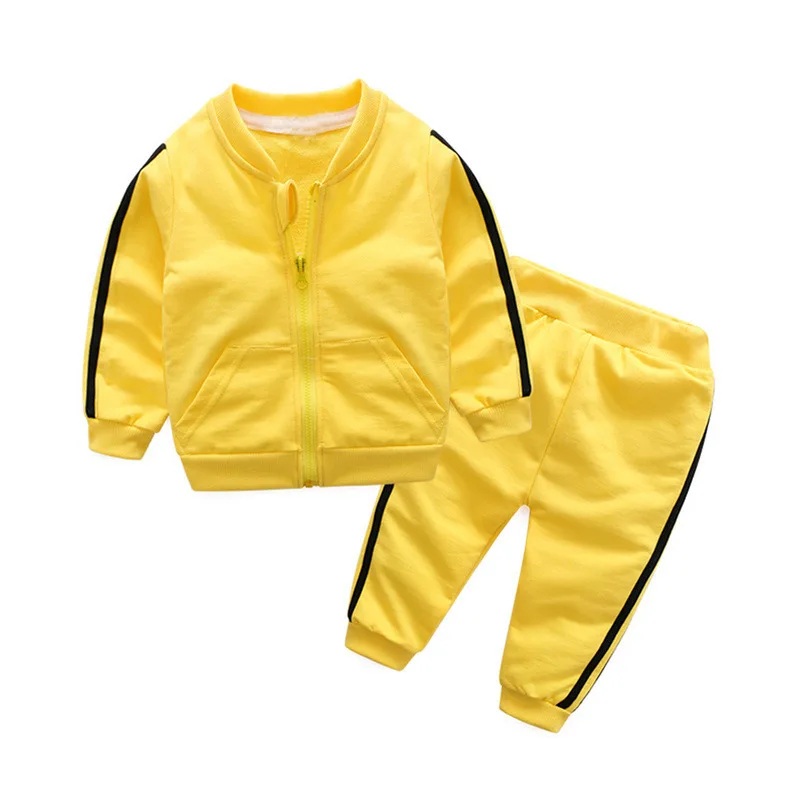 Infant boys and girls Long sleeve knit color contrast zipper fall coat tracksuit Comfortable pants kids1-6 years old